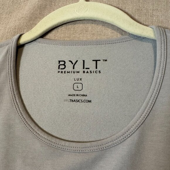 BYLT Premium Basics LUX Tee Men’s Large Gray Crew Neck Drop Cut T-Shirt - Picture 2 of 6